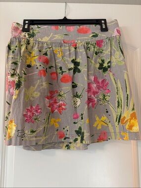 Old Navy Gray Circle Skirt with Pink, Yellow & Green Floral Print-size medium